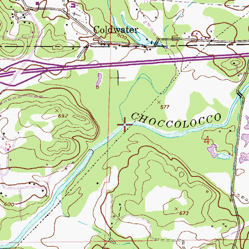 Topographic Map of Coldwater Spring Branch, AL