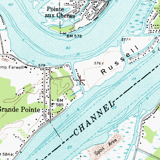 Topographic Map of Grande Pointe Cut, MI