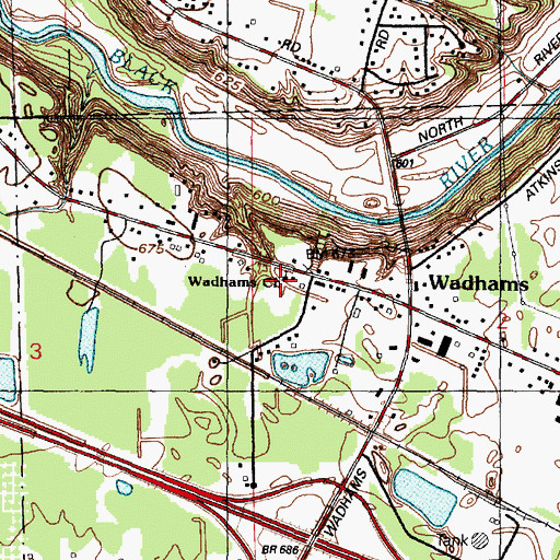 Topographic Map of Wadhams Baptist Church, MI
