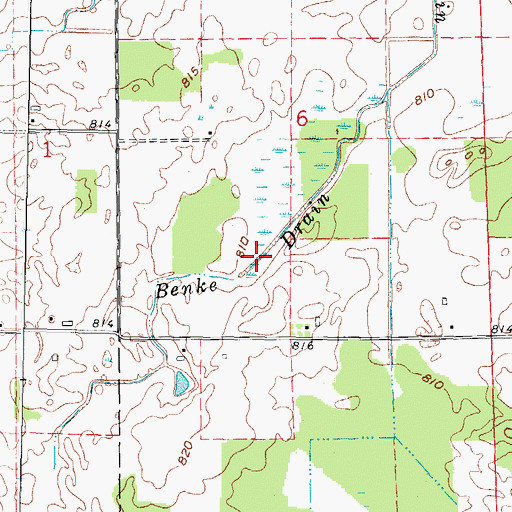 Topographic Map of Benke Drain, MI