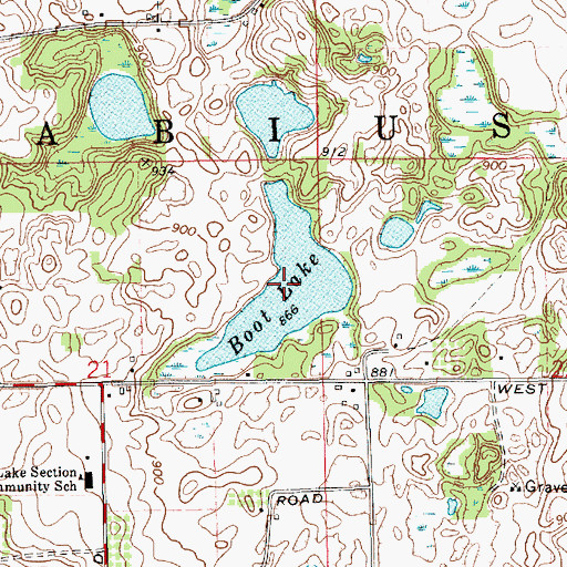 Topographic Map of Boot Lake, MI