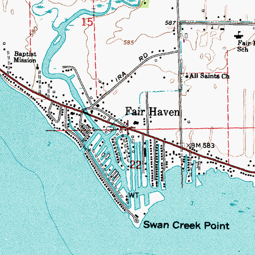 Topographic Map of Fair Haven, MI