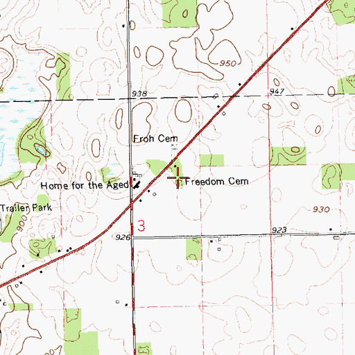 Topographic Map of Freedom Cemetery, MI