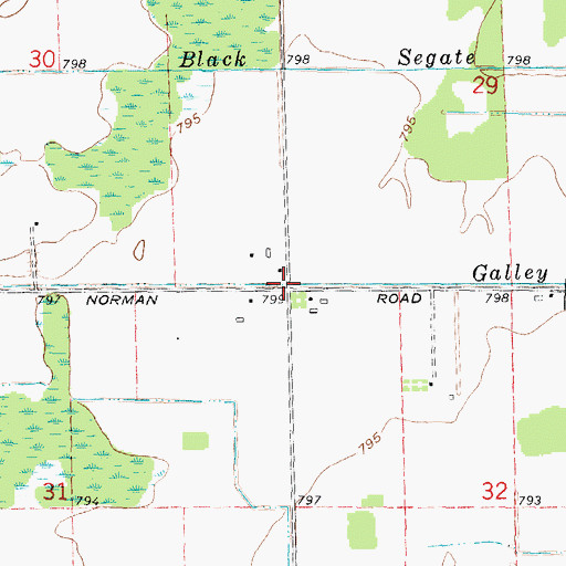 Topographic Map of Galley Drain, MI