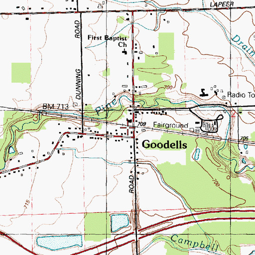 Topographic Map of Goodells, MI