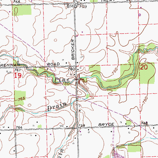 Topographic Map of Hyde Drain, MI