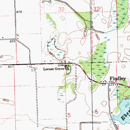 Topographic Map of Locust Grove Church, MI