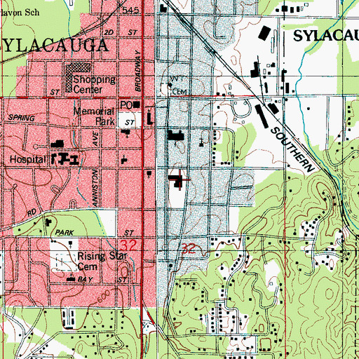 Topographic Map of Main Avenue Grammar School, AL