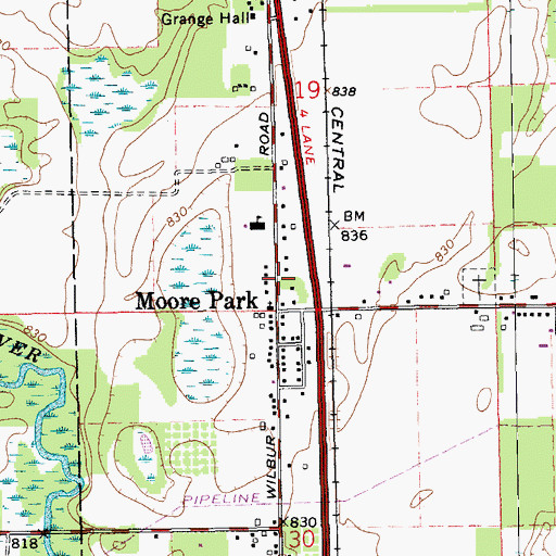 Topographic Map of Moore Park, MI