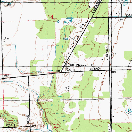 Topographic Map of Mount Pleasant Church, MI