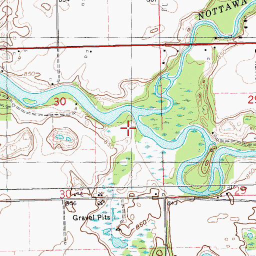 Topographic Map of Nottawa Creek, MI