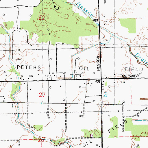 Topographic Map of Peters Oil Field, MI