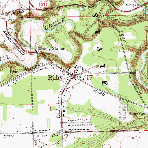Topographic Map of Ruby, MI
