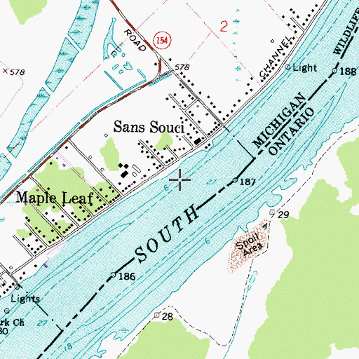 Topographic Map of Sans Souci, MI