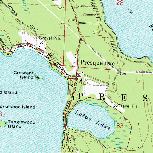 Topographic Map of Presque Isle Post Office, MI