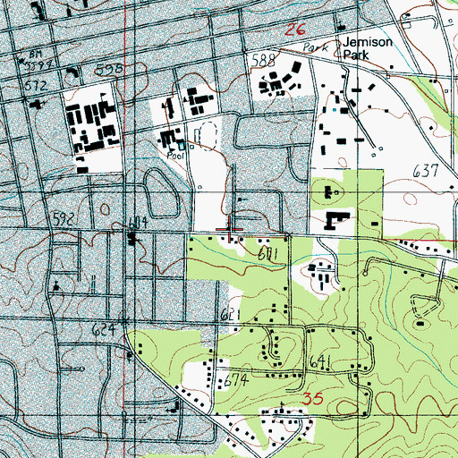 Topographic Map of Refuge Church of Our Lord Jesus Christ, AL