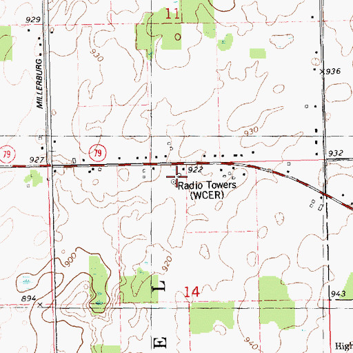 Topographic Map of WNLF-AM (Charlotte), MI