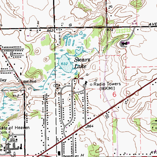 Topographic Map of WKMI-AM (Kalamazoo), MI