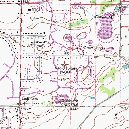 Topographic Map of WNRS-AM (Saline), MI
