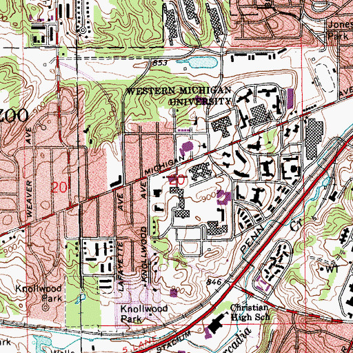 Topographic Map of WIDR-FM (Kalamazoo), MI