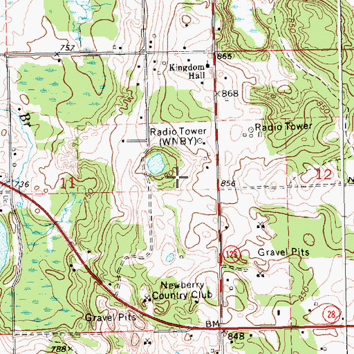 Topographic Map of WNBY-FM (Newberry), MI