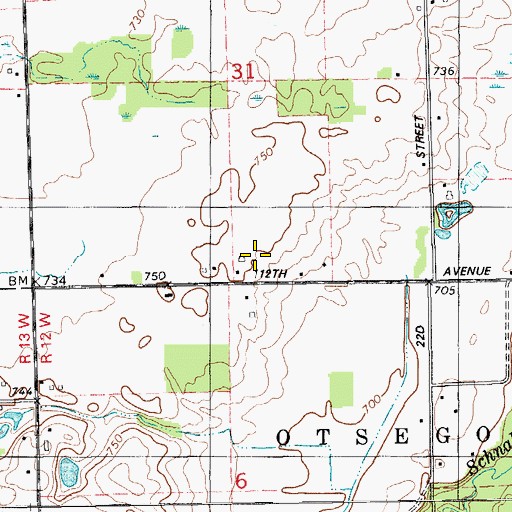 Topographic Map of WQXC-FM (Otsego), MI