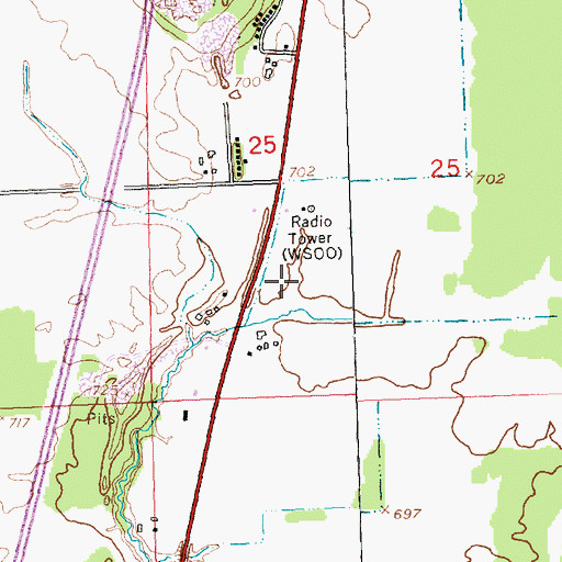 Topographic Map of WSUE-FM (Sault Sainte Marie), MI