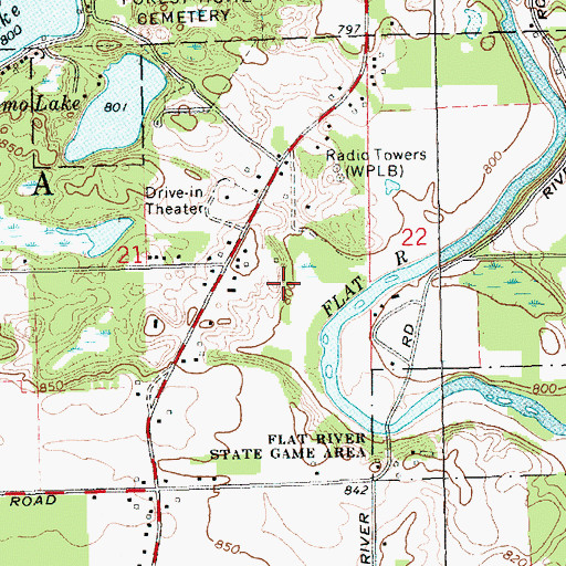Topographic Map of WPLB-AM (Greenville), MI