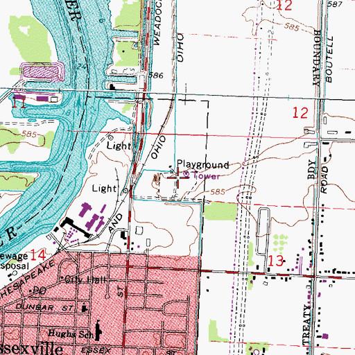 Topographic Map of WBYF-FM (Bay City), MI
