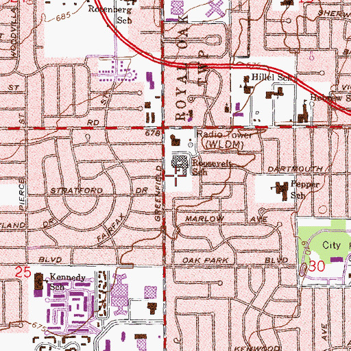 Topographic Map of WLTI-FM (Detroit), MI