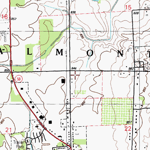 Topographic Map of Township of Almont, MI