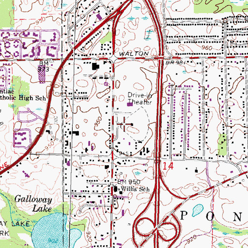 Topographic Map of City of Auburn Hills, MI