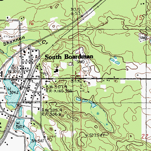 Topographic Map of Township of Boardman, MI