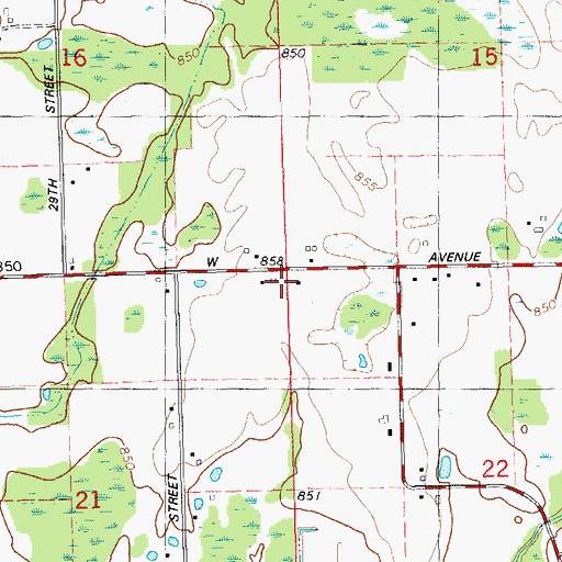 Topographic Map of Township of Brady, MI