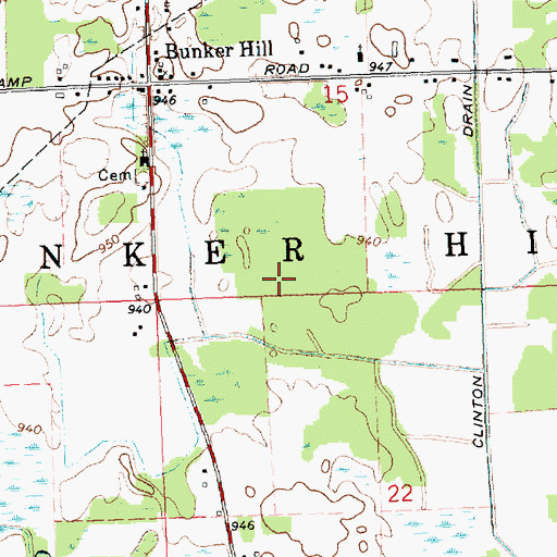 Topographic Map of Township of Bunker Hill, MI