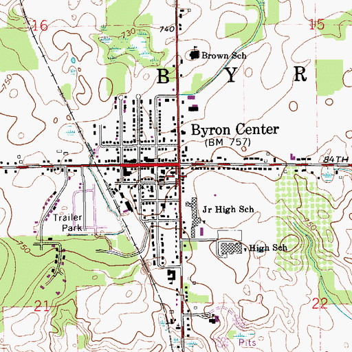 Topographic Map of Township of Byron, MI