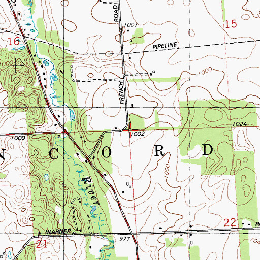 Topographic Map of Township of Concord, MI