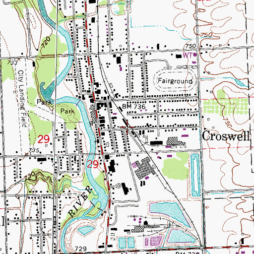 Topographic Map of City of Croswell, MI