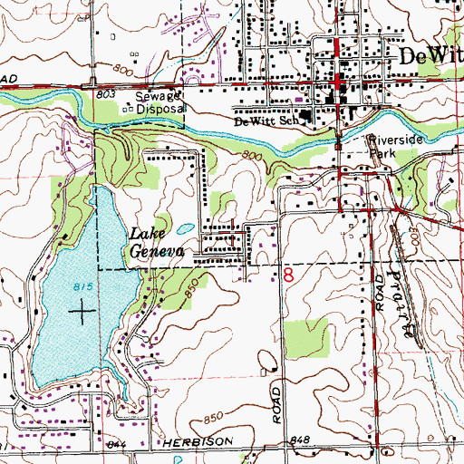 Topographic Map of City of DeWitt, MI