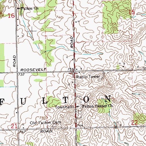Topographic Map of Township of Fulton, MI