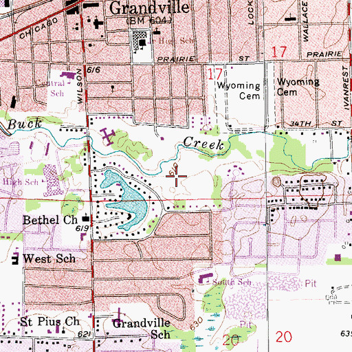 Topographic Map of City of Grandville, MI