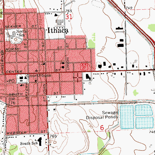 Topographic Map of City of Ithaca, MI