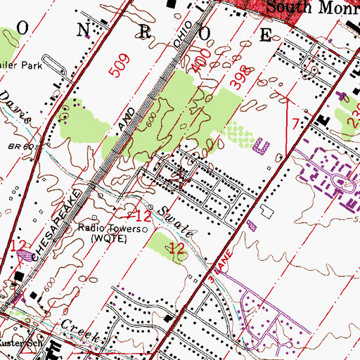 Topographic Map of Charter Township of Monroe, MI