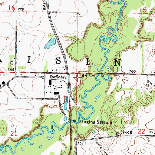 Topographic Map of Township of Raisin, MI