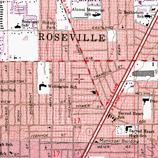 Topographic Map of City of Roseville, MI