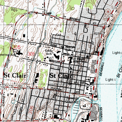 Topographic Map of City of Saint Clair, MI