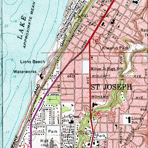 Topographic Map of City of Saint Joseph, MI