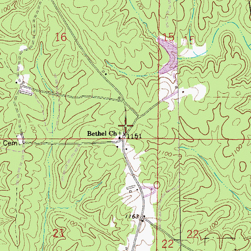 Topographic Map of Bethel, AL