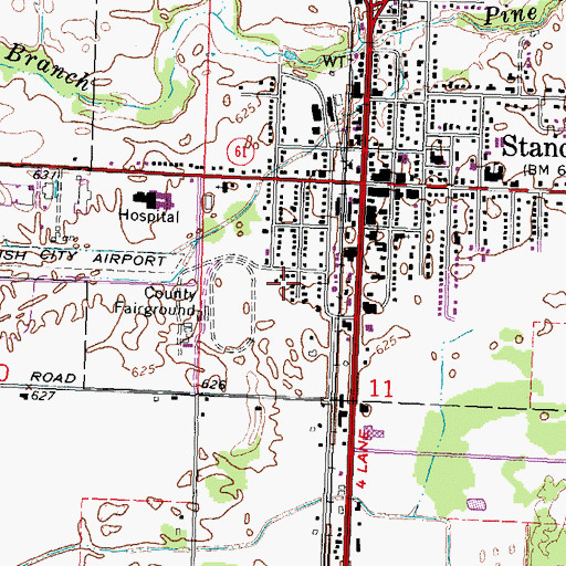 Topographic Map of City of Standish, MI