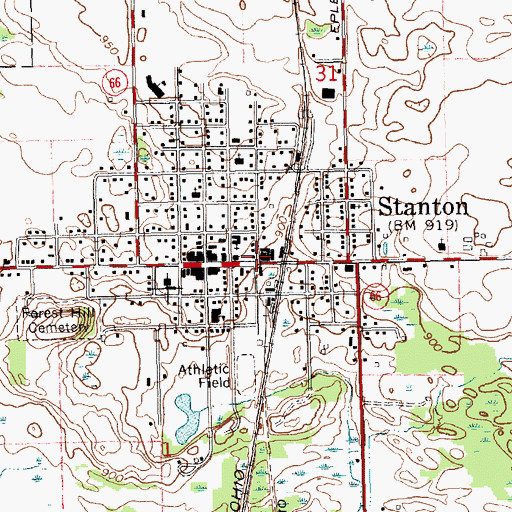 Topographic Map of City of Stanton, MI
